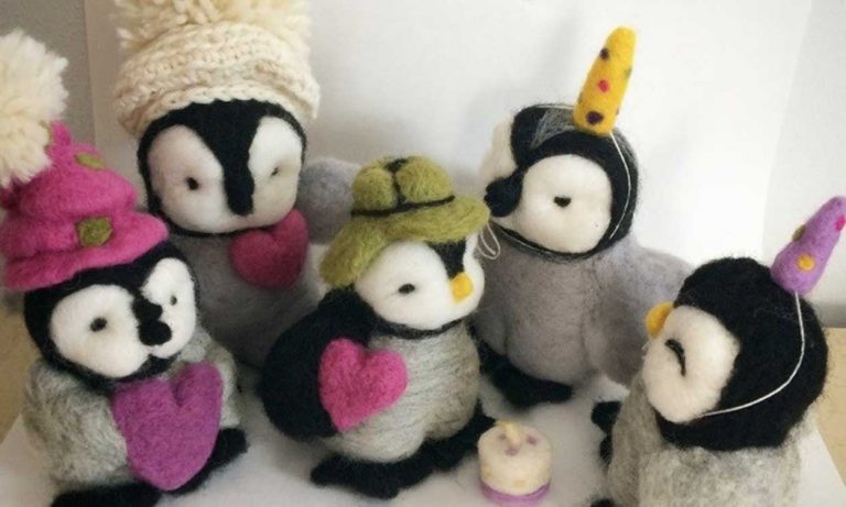 Needle Felting Workshop sample image - penguins wearing hats