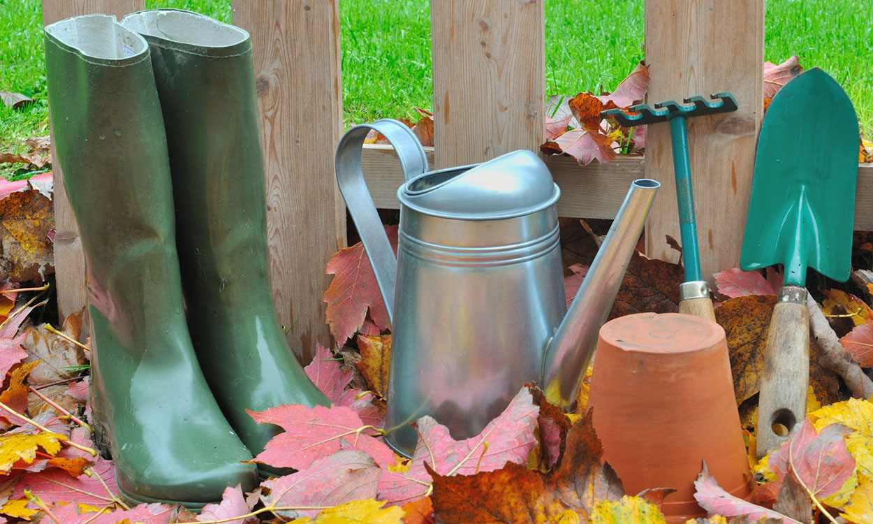 Gardening tools and accessories - boots, watering can, trowel, pot
