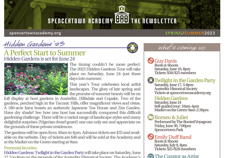Spring Summer 2023 Spencertown Academy newsletter