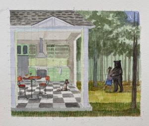 Gouache study for Dance With A Bear by Kathryn Freeman