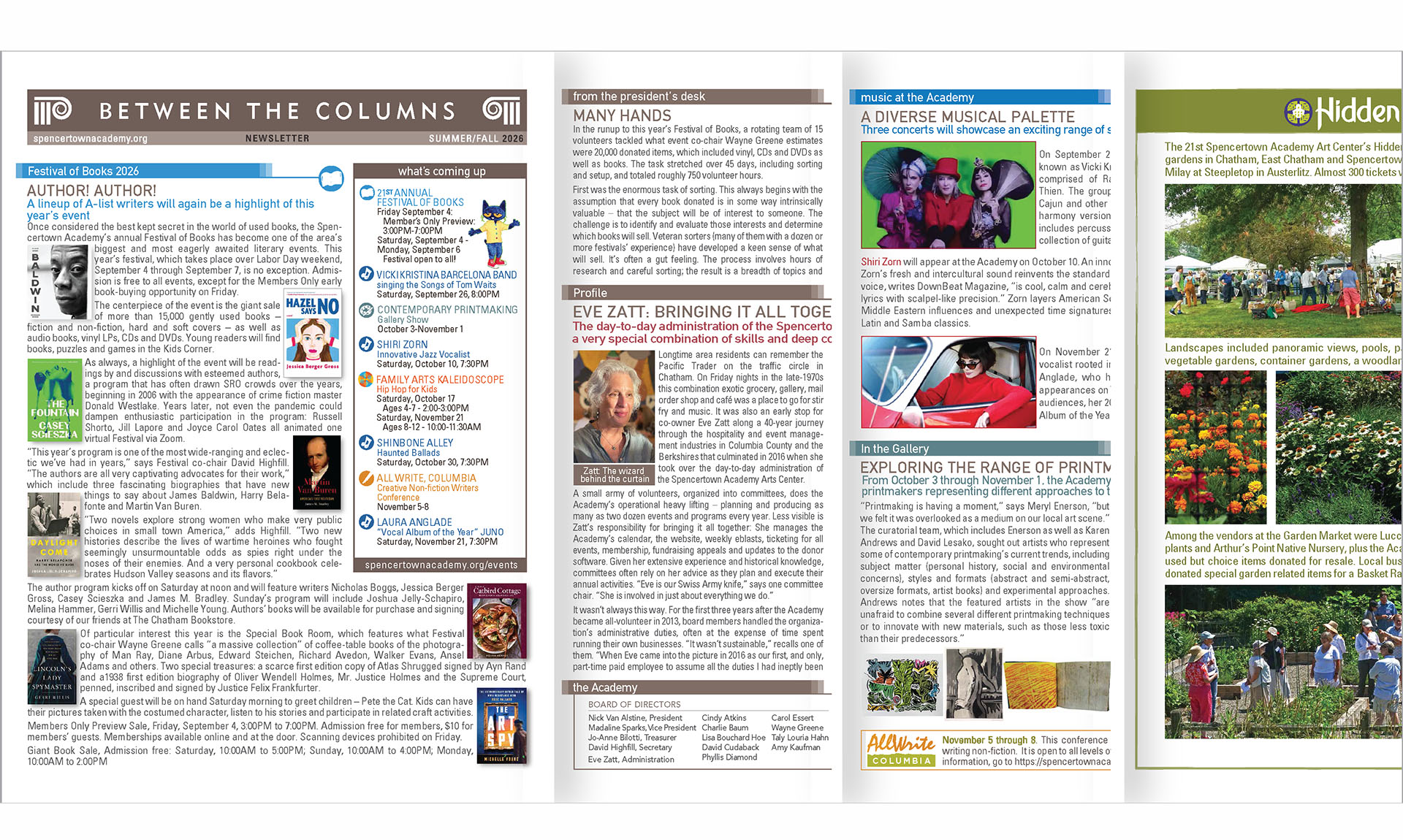 image of spencertown academy summer fall 2026 newsletter